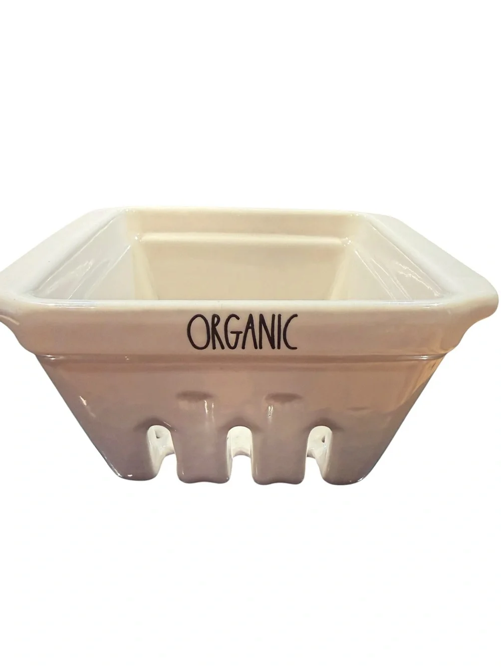 Rae Dunn Ceramic “Organic” Strawberry Berry Bowl Colander Strainer